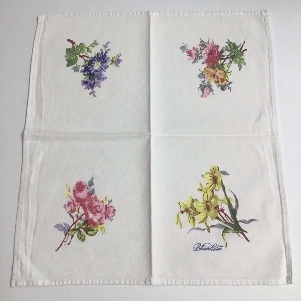 Biltmore Estate Floral Napkins SET OF 3 Thick Cotton Bread Basket Liners Cottage